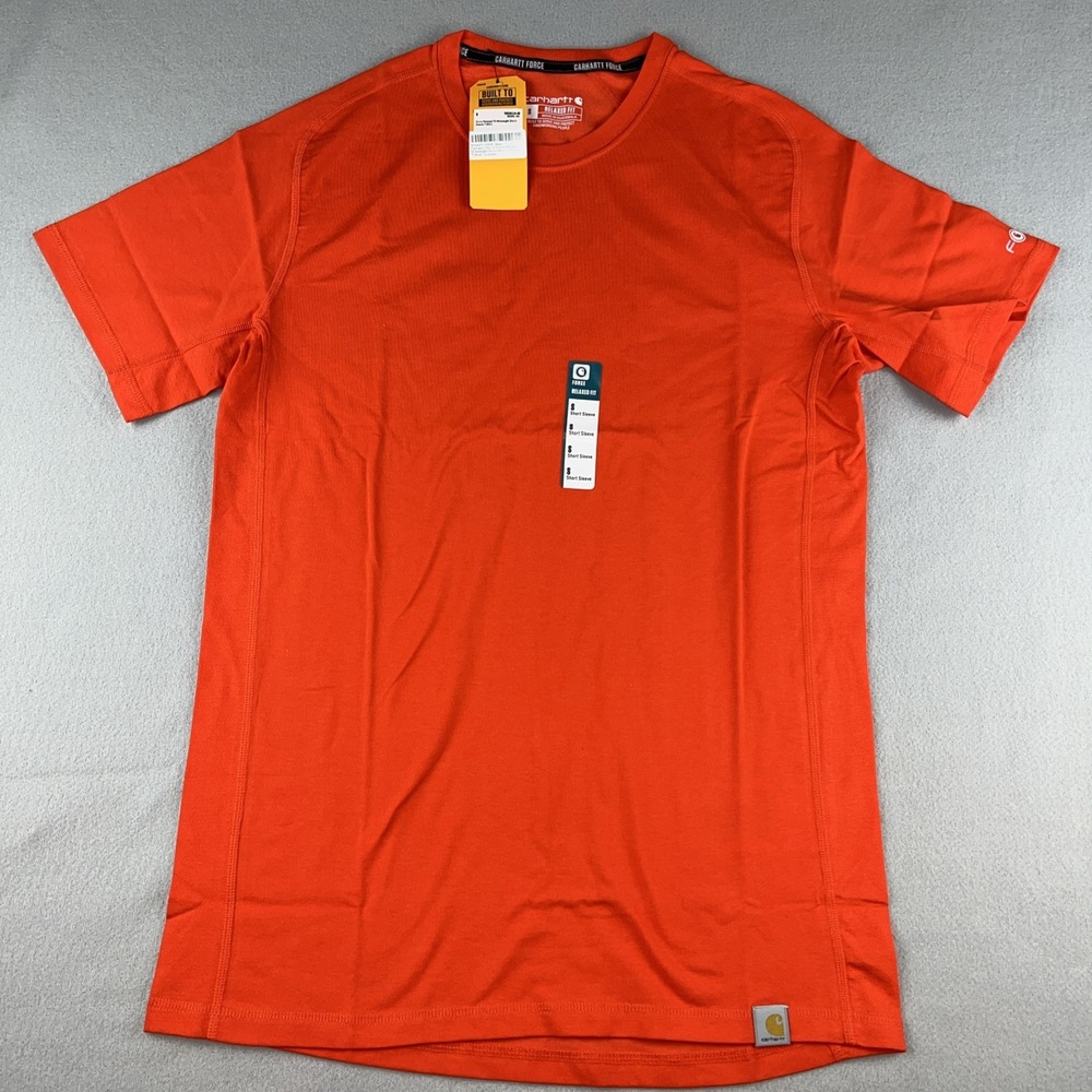 Carharrt Force Relaxed Fit Midweight Short Sleeve T-shirt Orange Currant-Small